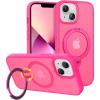 imageCACOE Magnetic Case for iPhone 15 61 inch with 360 Rotatable Ring Stand Compatible with MagSafe Car Phone Mount Cases Cover Phone Holder for Desk MeetingVideos Matte BlackRose