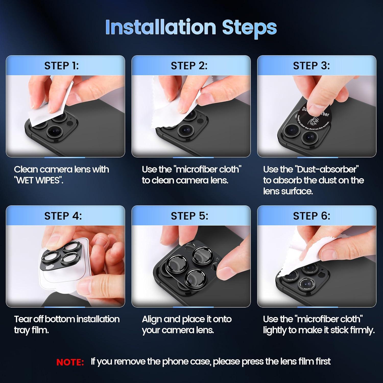 imageCACOE for iPhone 17 Pro Camera Lens Protector  Metal Frame Tempered Glass Cover AntiScratch DropProofStrongAdhesion Camera Screen CoverOrangeBlack Titanium