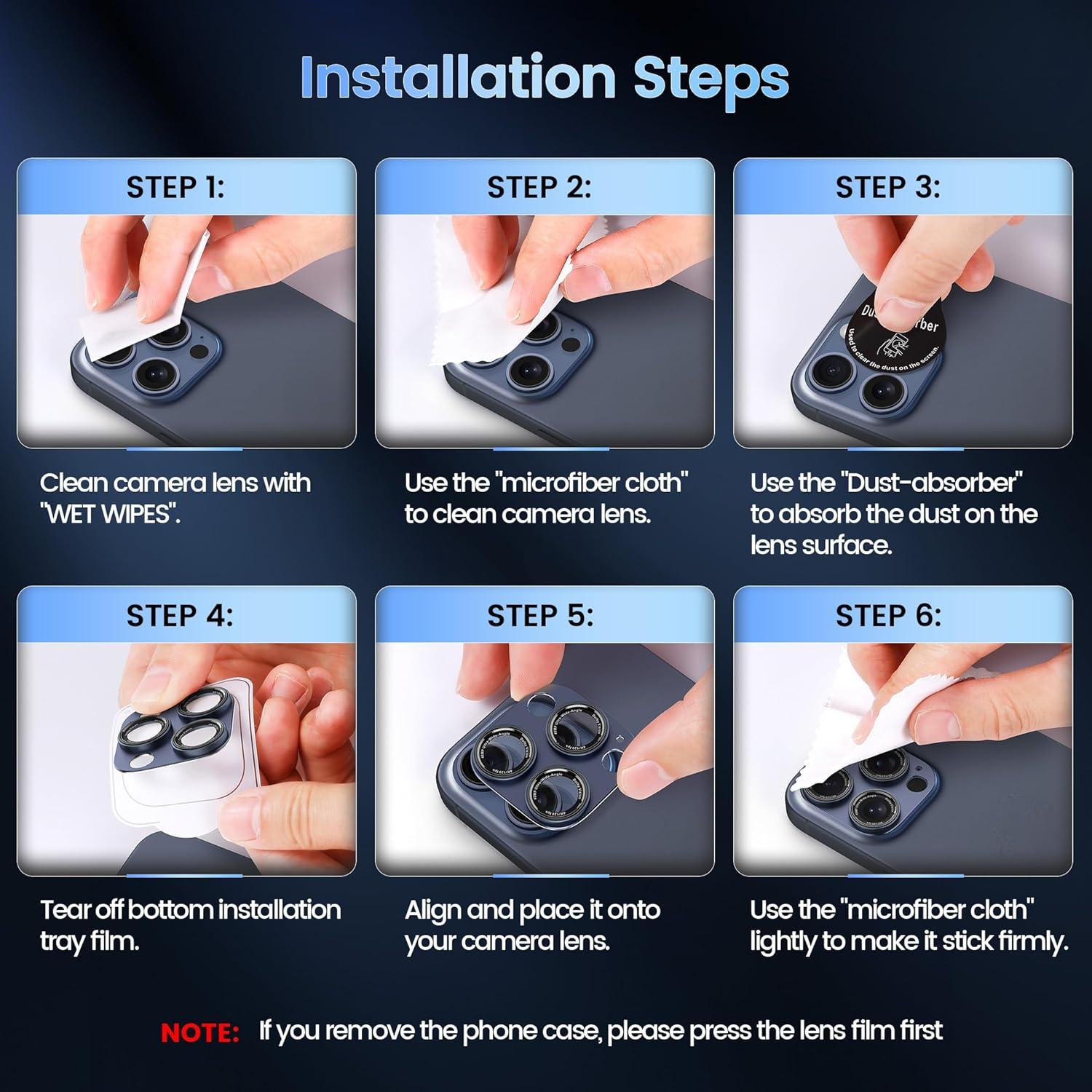 imageCACOE for iPhone 17 Pro Camera Lens Protector  Metal Frame Tempered Glass Cover AntiScratch DropProofStrongAdhesion Camera Screen CoverOrangeBlue