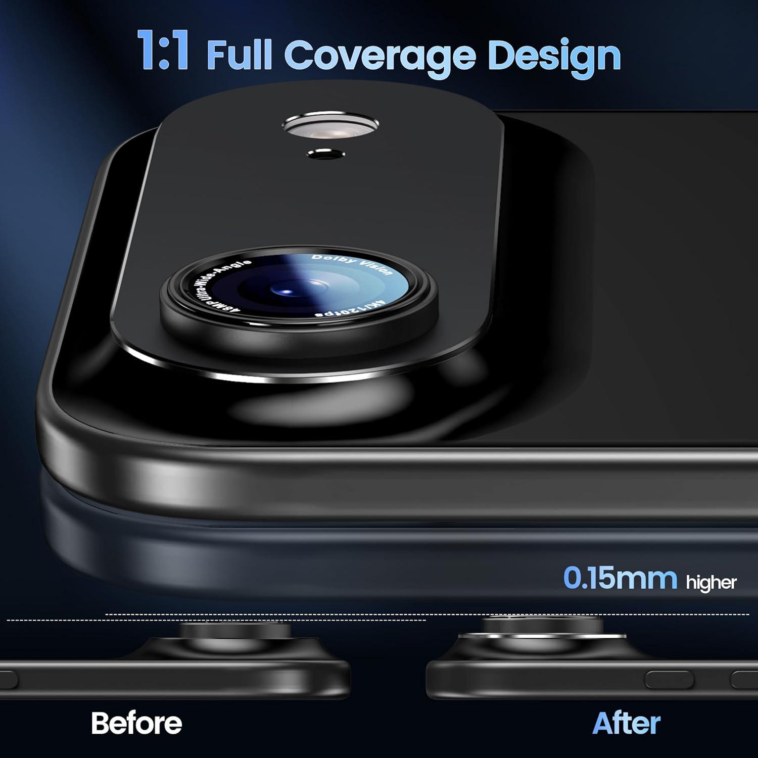 imageCACOE for iPhone 17 Pro Camera Lens Protector  Metal Frame Tempered Glass Cover AntiScratch DropProofStrongAdhesion Camera Screen CoverOrangeDark Black