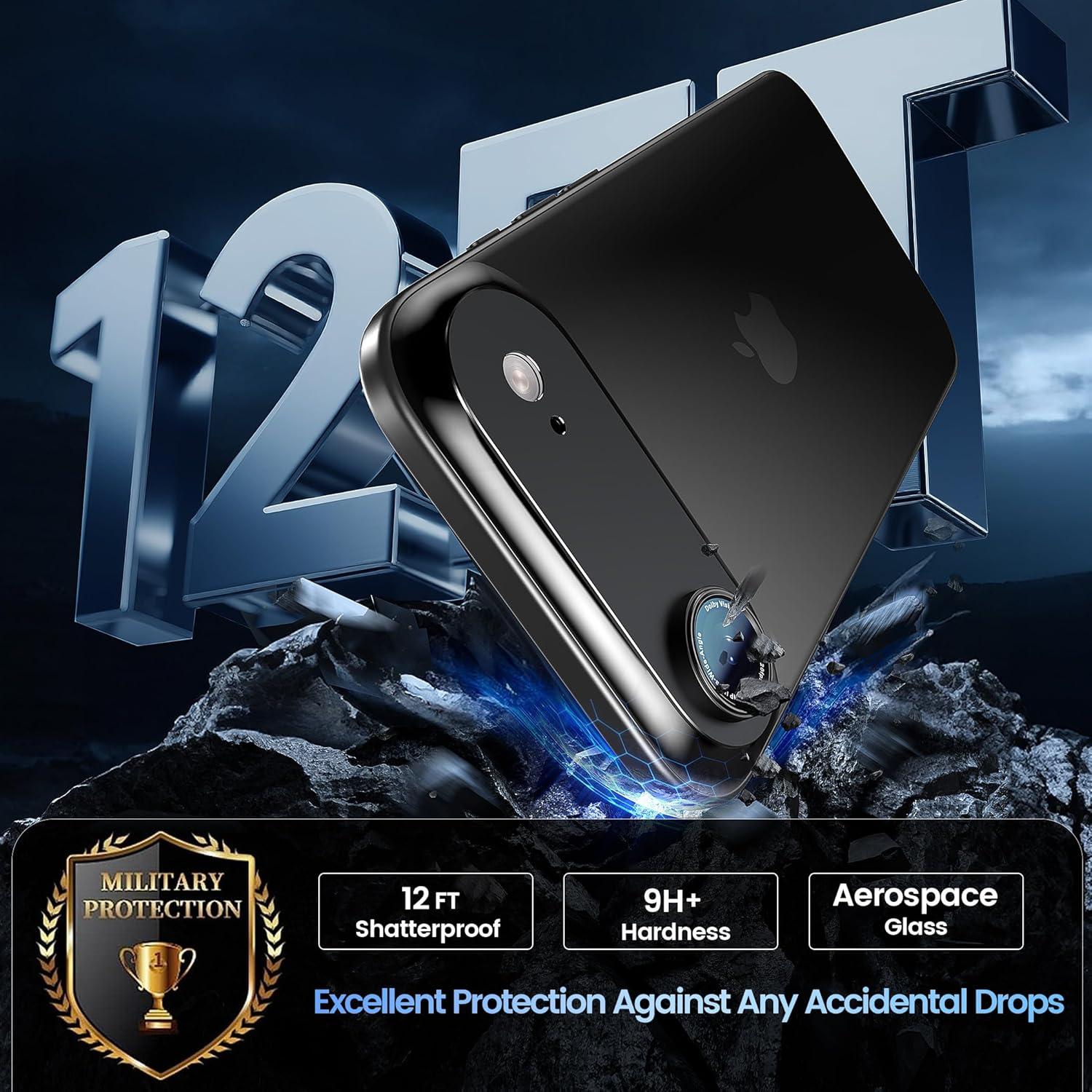 imageCACOE for iPhone 17 Pro Camera Lens Protector  Metal Frame Tempered Glass Cover AntiScratch DropProofStrongAdhesion Camera Screen CoverOrangeDark Black