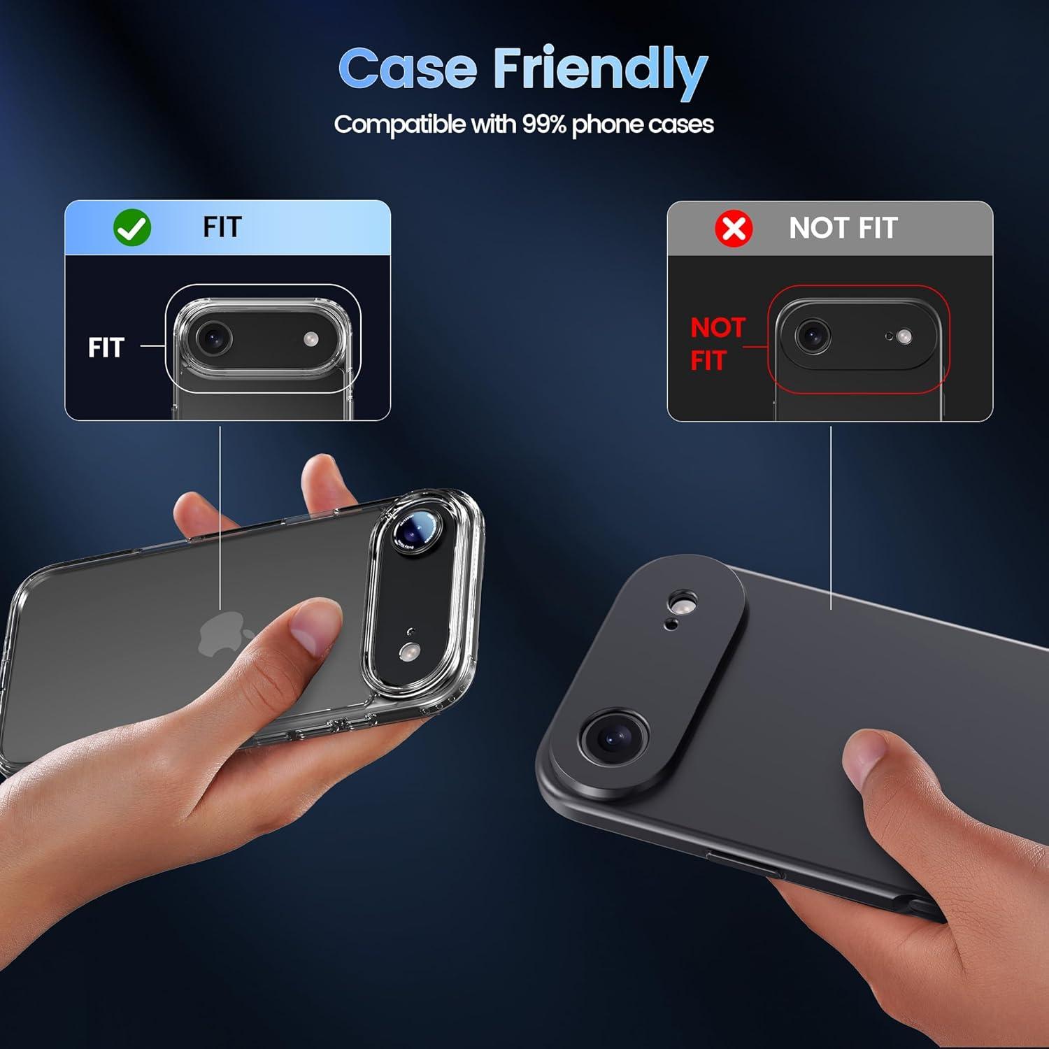 imageCACOE for iPhone 17 Pro Camera Lens Protector  Metal Frame Tempered Glass Cover AntiScratch DropProofStrongAdhesion Camera Screen CoverOrangeDark Black