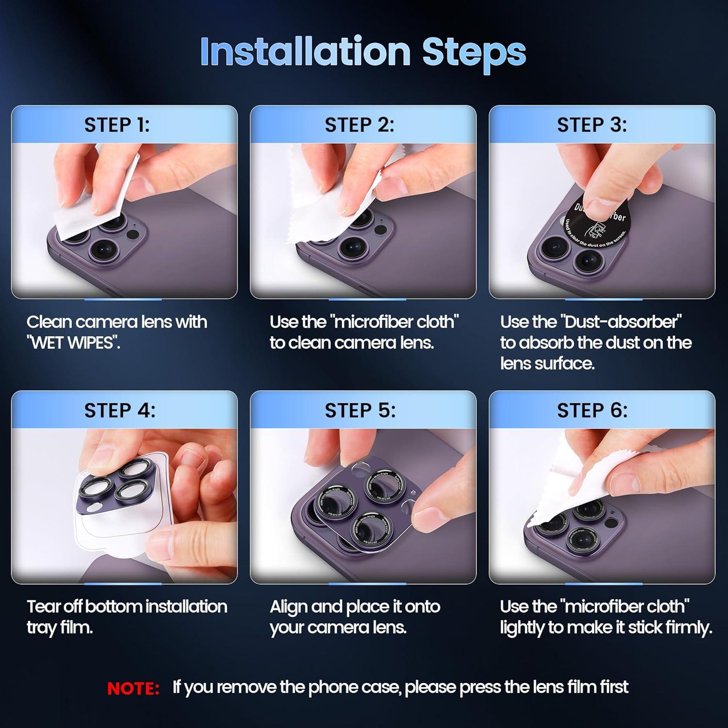 imageCACOE for iPhone 17 Pro Camera Lens Protector  Metal Frame Tempered Glass Cover AntiScratch DropProofStrongAdhesion Camera Screen CoverOrangeDark Purple