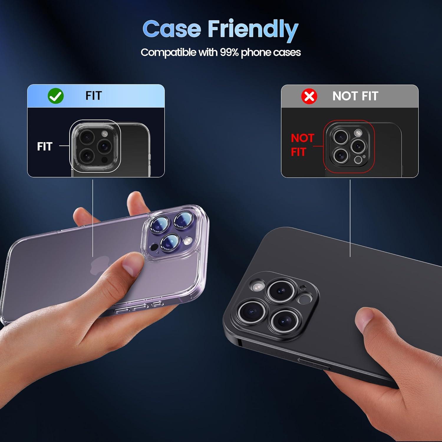 imageCACOE for iPhone 17 Pro Camera Lens Protector  Metal Frame Tempered Glass Cover AntiScratch DropProofStrongAdhesion Camera Screen CoverOrangeDark Purple