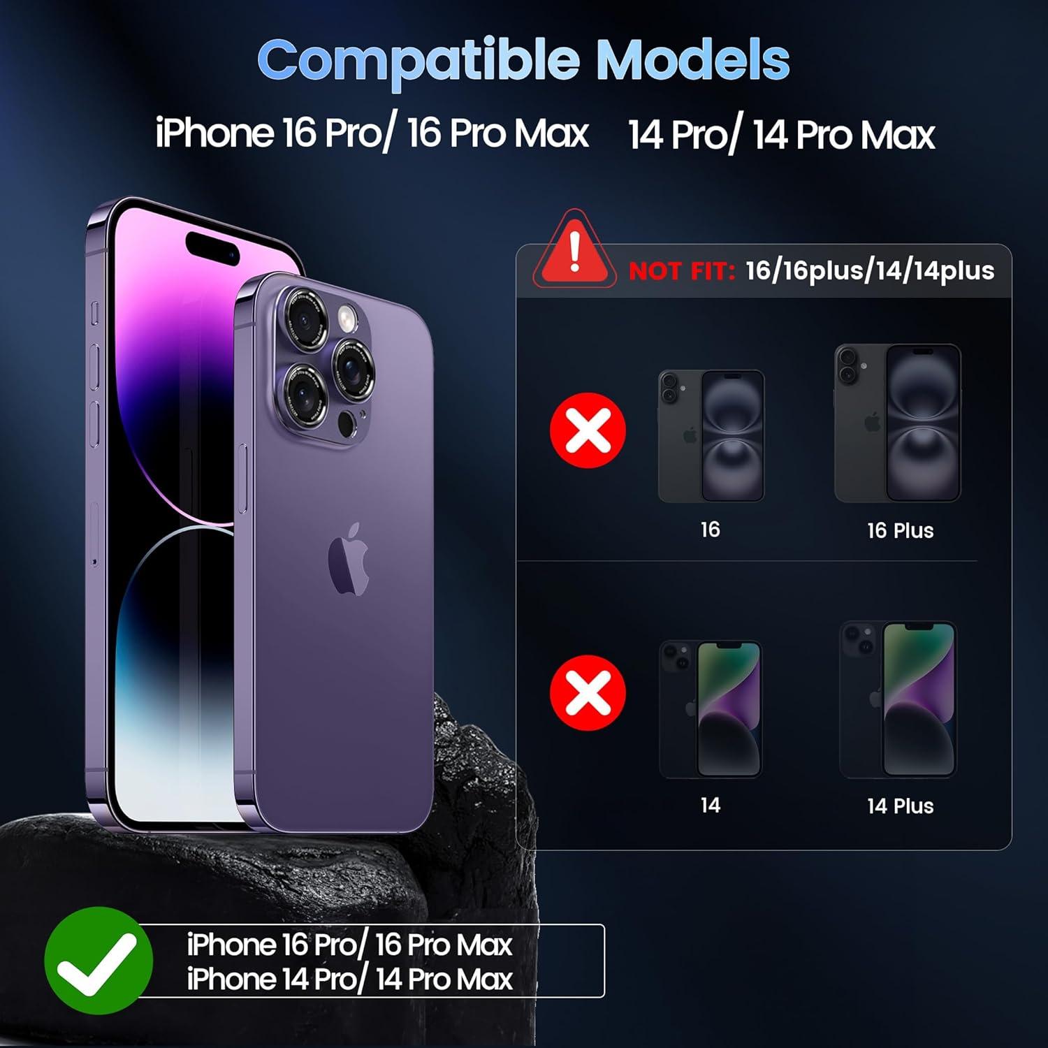imageCACOE for iPhone 17 Pro Camera Lens Protector  Metal Frame Tempered Glass Cover AntiScratch DropProofStrongAdhesion Camera Screen CoverOrangeDark Purple