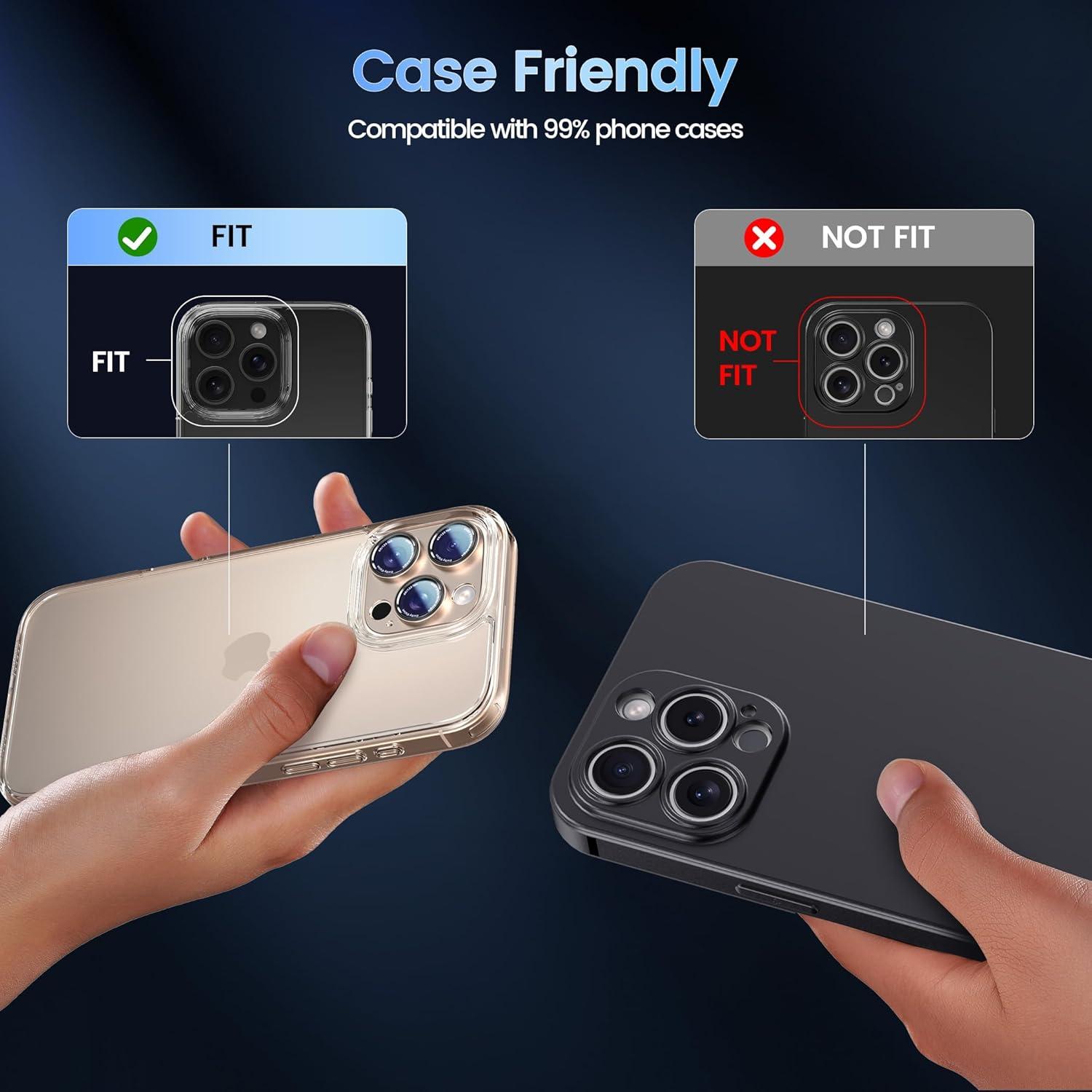 imageCACOE for iPhone 17 Pro Camera Lens Protector  Metal Frame Tempered Glass Cover AntiScratch DropProofStrongAdhesion Camera Screen CoverOrangeDesert Gold