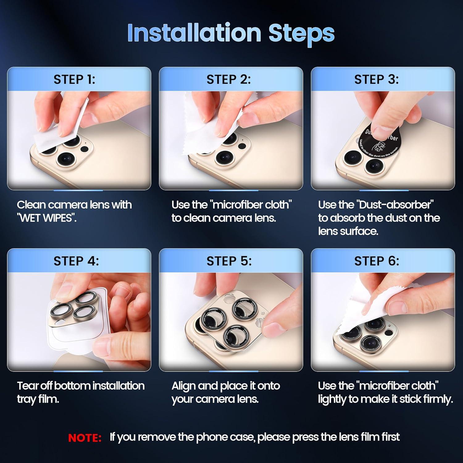 imageCACOE for iPhone 17 Pro Camera Lens Protector  Metal Frame Tempered Glass Cover AntiScratch DropProofStrongAdhesion Camera Screen CoverOrangeDesert Gold