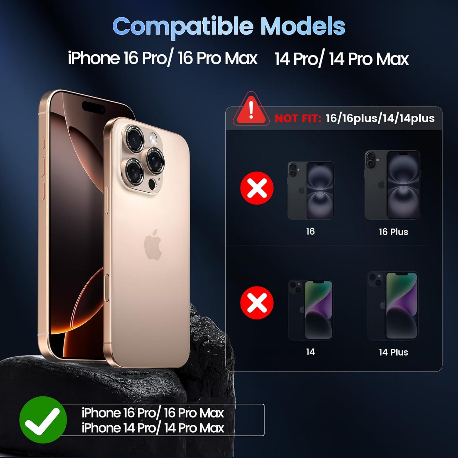 imageCACOE for iPhone 17 Pro Camera Lens Protector  Metal Frame Tempered Glass Cover AntiScratch DropProofStrongAdhesion Camera Screen CoverOrangeDesert Gold