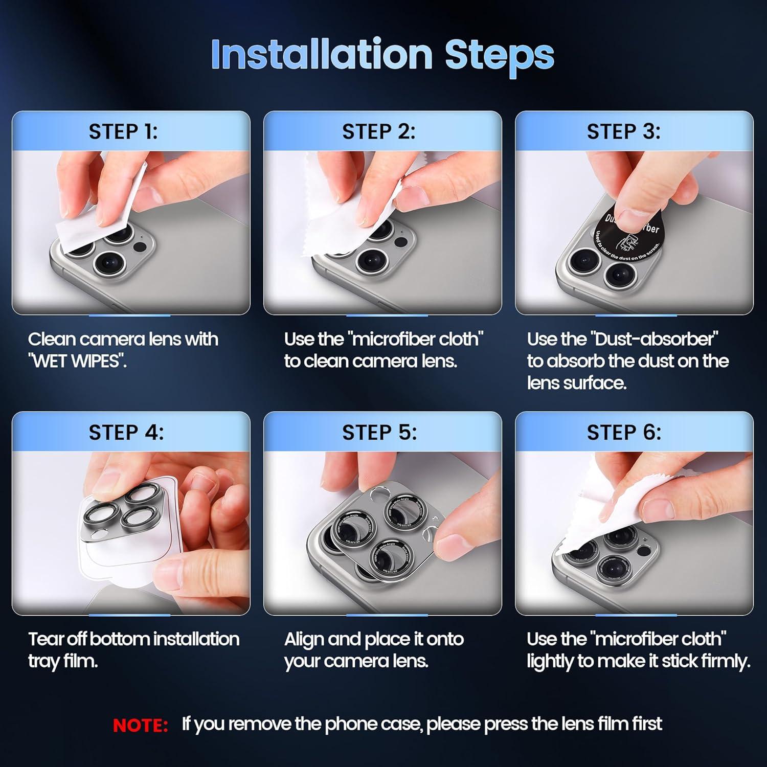 imageCACOE for iPhone 17 Pro Camera Lens Protector  Metal Frame Tempered Glass Cover AntiScratch DropProofStrongAdhesion Camera Screen CoverOrangeTitanium