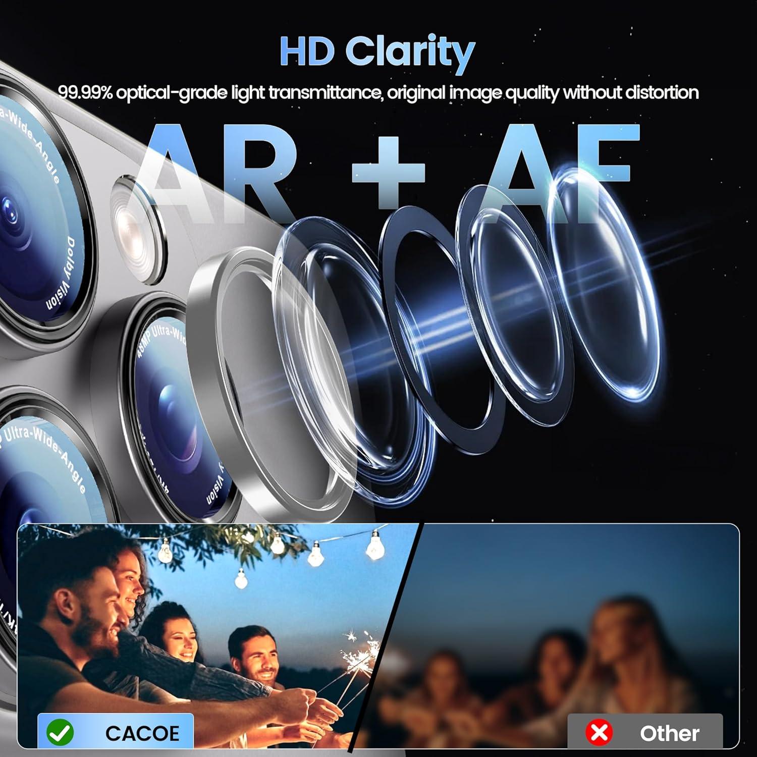 imageCACOE for iPhone 17 Pro Camera Lens Protector  Metal Frame Tempered Glass Cover AntiScratch DropProofStrongAdhesion Camera Screen CoverOrangeTitanium