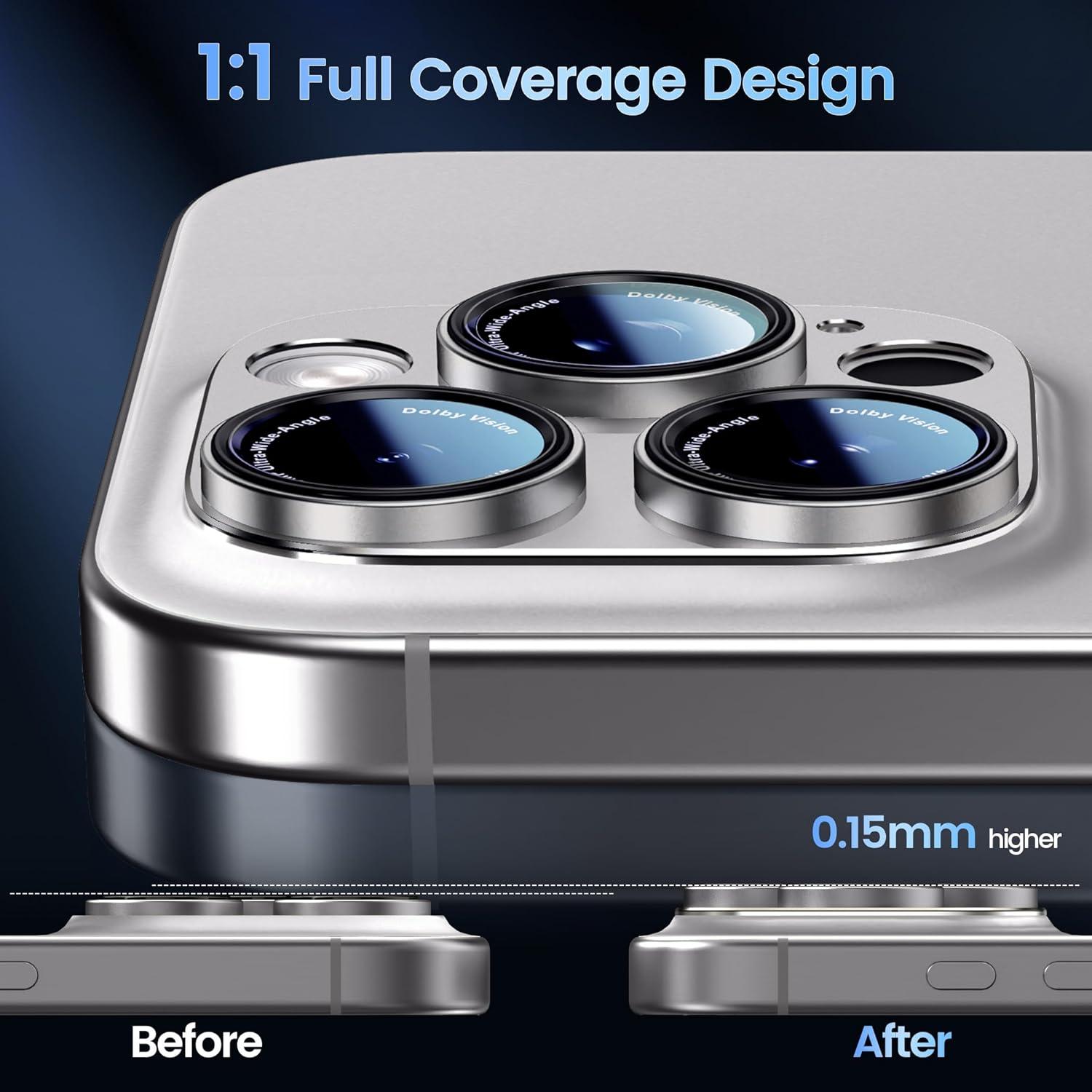 imageCACOE for iPhone 17 Pro Camera Lens Protector  Metal Frame Tempered Glass Cover AntiScratch DropProofStrongAdhesion Camera Screen CoverOrangeTitanium