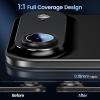 imageCACOE for iPhone 17 Pro Camera Lens Protector  Metal Frame Tempered Glass Cover AntiScratch DropProofStrongAdhesion Camera Screen CoverOrangeDark Black