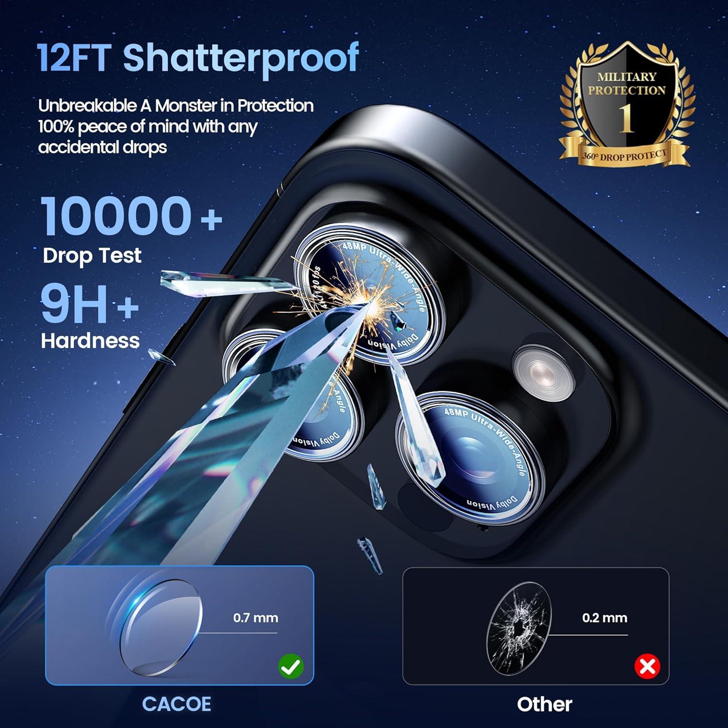 imageCACOE for iPhone 17 Pro Max17 Pro16 Pro Max16 Pro15 Pro Max15 Pro14 Pro Max14 Pro Camera Lens Protector AntiScratch DropProofStrongAdhesion Camera Screen CoverBlackBlack