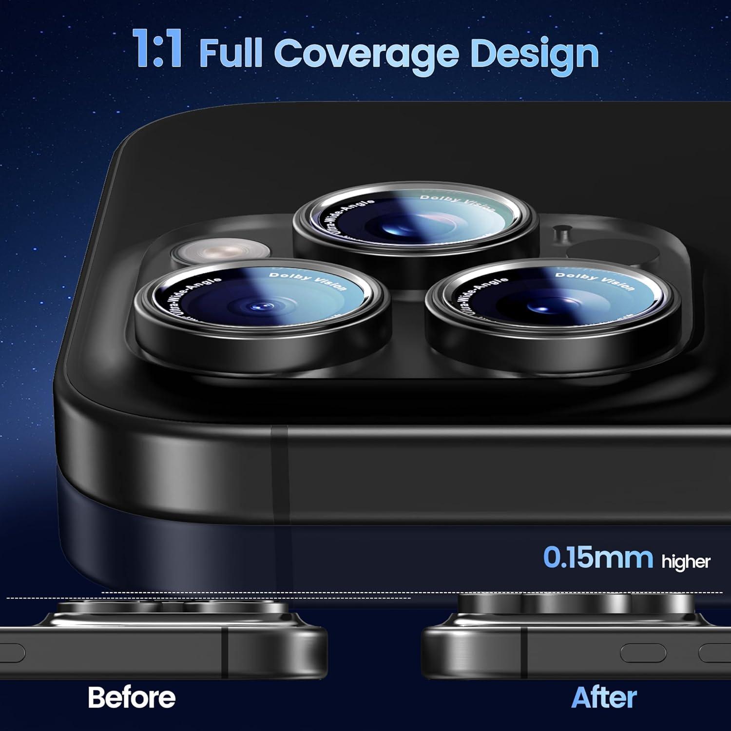 imageCACOE for iPhone 17 Pro Max17 Pro16 Pro Max16 Pro15 Pro Max15 Pro14 Pro Max14 Pro Camera Lens Protector AntiScratch DropProofStrongAdhesion Camera Screen CoverBlackBlack