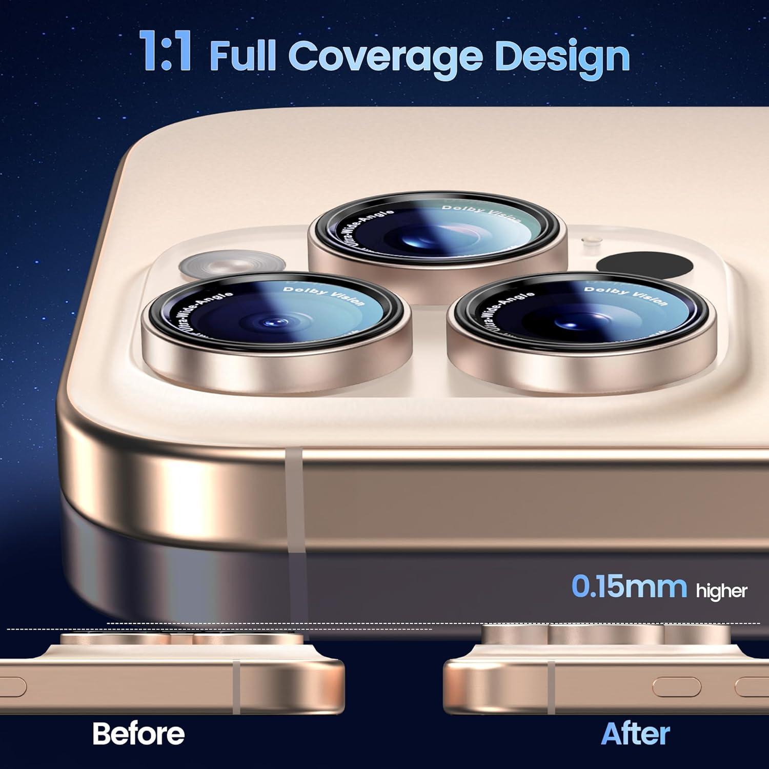 imageCACOE for iPhone 17 Pro Max17 Pro16 Pro Max16 Pro15 Pro Max15 Pro14 Pro Max14 Pro Camera Lens Protector AntiScratch DropProofStrongAdhesion Camera Screen CoverBlackDesert Gold