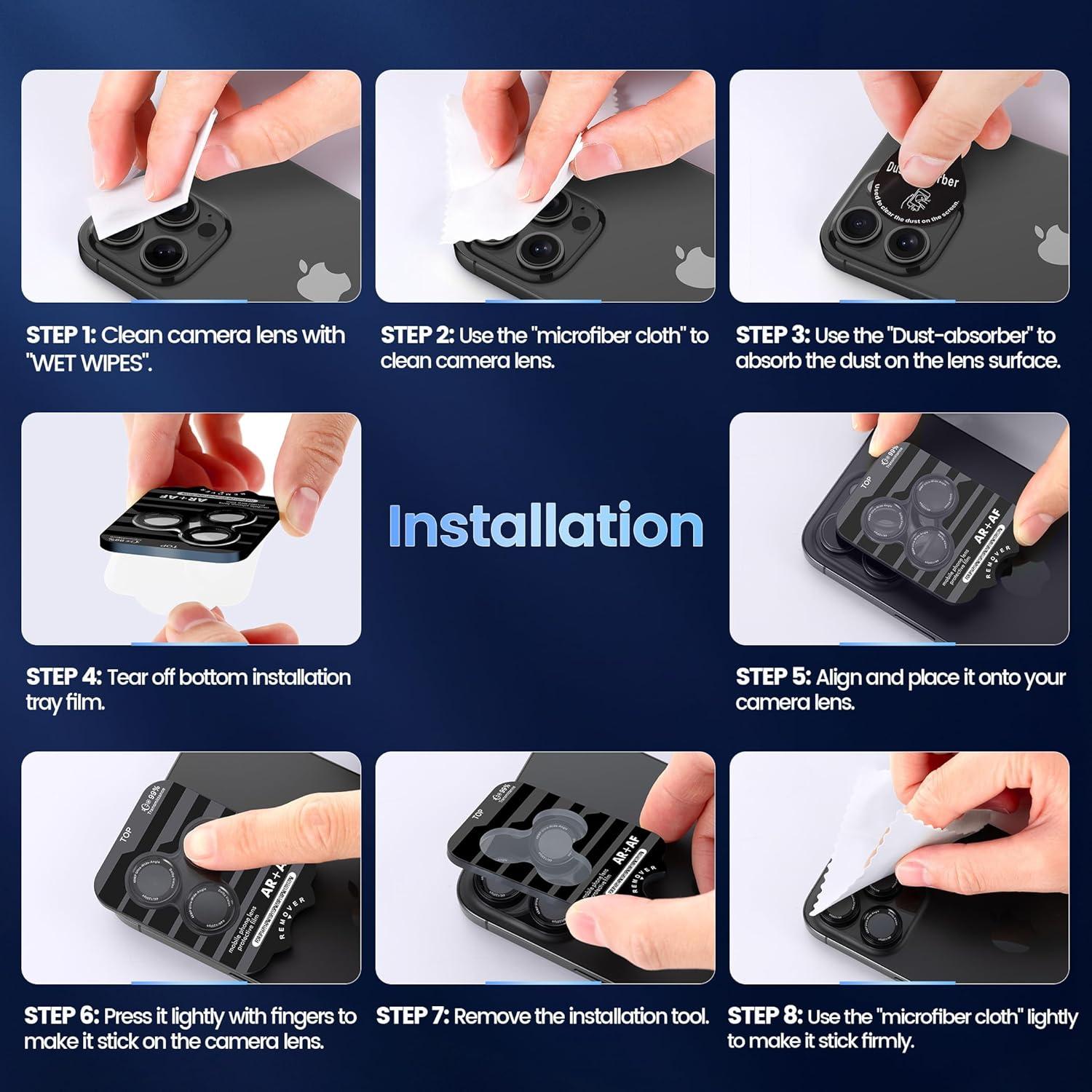 imageCACOE for iPhone 17 Pro Max17 Pro16 Pro Max16 Pro15 Pro Max15 Pro14 Pro Max14 Pro Camera Lens Protector AntiScratch DropProofStrongAdhesion Camera Screen CoverBlackOrange