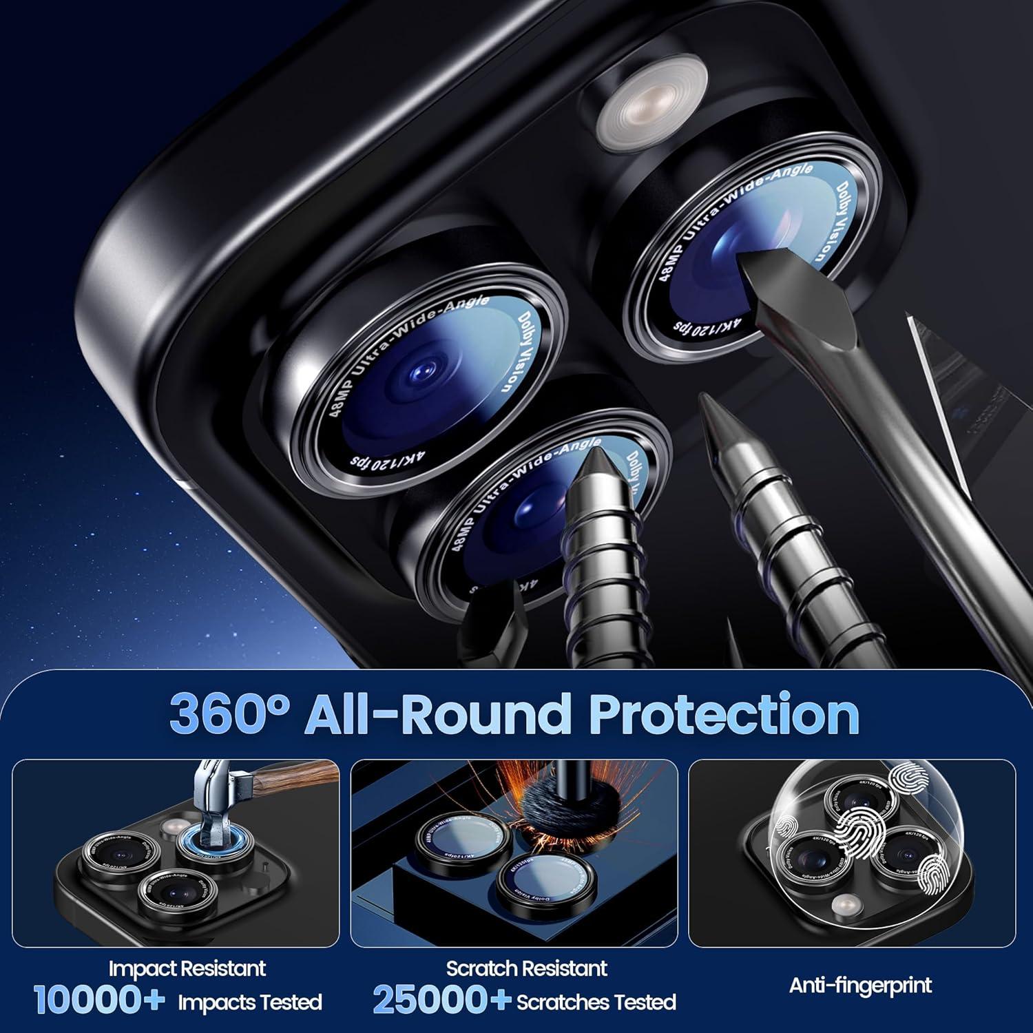 imageCACOE for iPhone 17 Pro Max17 Pro16 Pro Max16 Pro15 Pro Max15 Pro14 Pro Max14 Pro Camera Lens Protector AntiScratch DropProofStrongAdhesion Camera Screen CoverBlackBlack