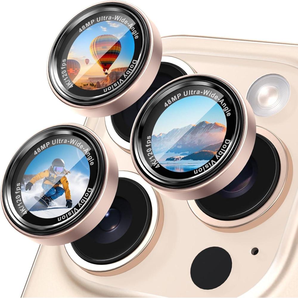 imageCACOE for iPhone 17 Pro Max17 Pro16 Pro Max16 Pro15 Pro Max15 Pro14 Pro Max14 Pro Camera Lens Protector AntiScratch DropProofStrongAdhesion Camera Screen CoverBlackDesert Gold