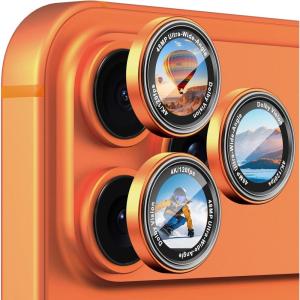 imageCACOE for iPhone 17 Pro Max17 Pro16 Pro Max16 Pro15 Pro Max15 Pro14 Pro Max14 Pro Camera Lens Protector AntiScratch DropProofStrongAdhesion Camera Screen CoverBlackOrange