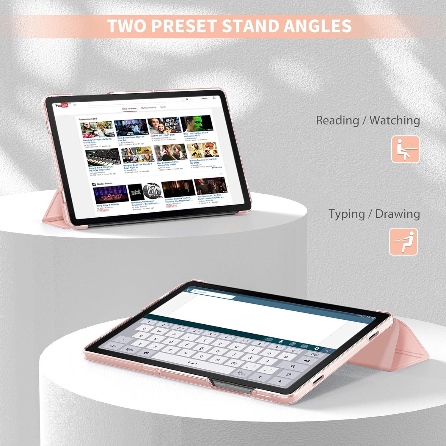 imageCACOE Case for Samsung Galaxy Tab A9 A11 Plus 11 Inch 2025 with Screen Protector Ultra Slim Hard PC Translucent Back Shell Stand Cover Auto WakeSleep BurgundyRose Gold