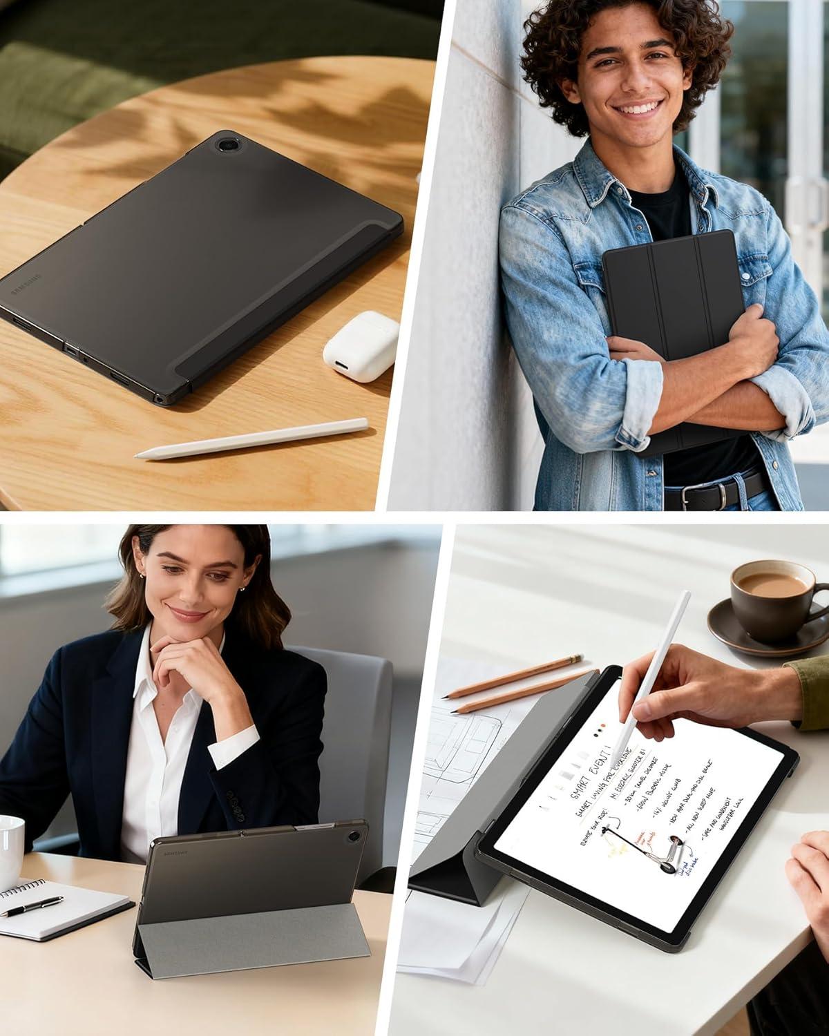 imageCACOE Case for Samsung Galaxy Tab A9 A11 Plus 11 Inch 2025 with Screen Protector Ultra Slim Hard PC Translucent Back Shell Stand Cover Auto WakeSleep BurgundyBlack