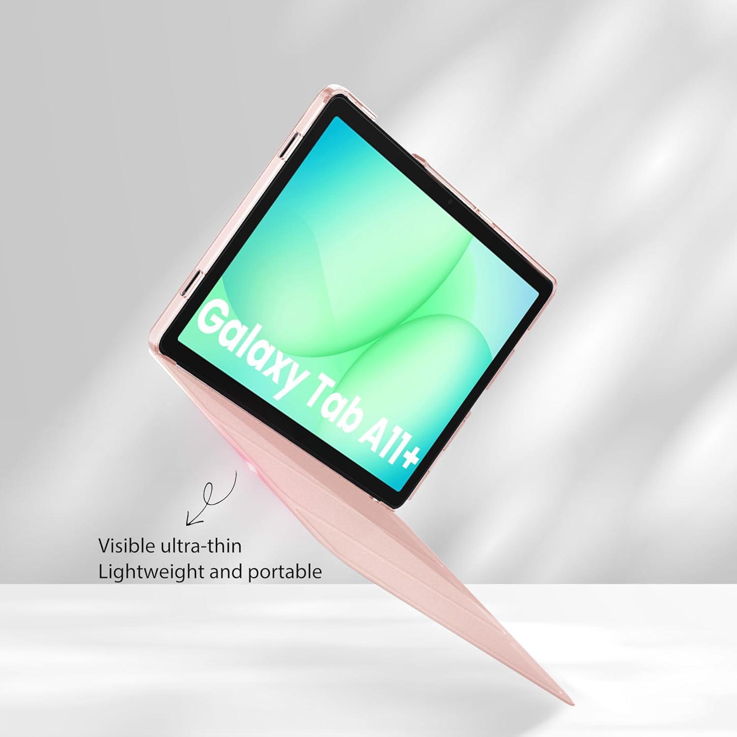 imageCACOE Case for Samsung Galaxy Tab A9 A11 Plus 11 Inch 2025 with Screen Protector Ultra Slim Hard PC Translucent Back Shell Stand Cover Auto WakeSleep BurgundyRose Gold