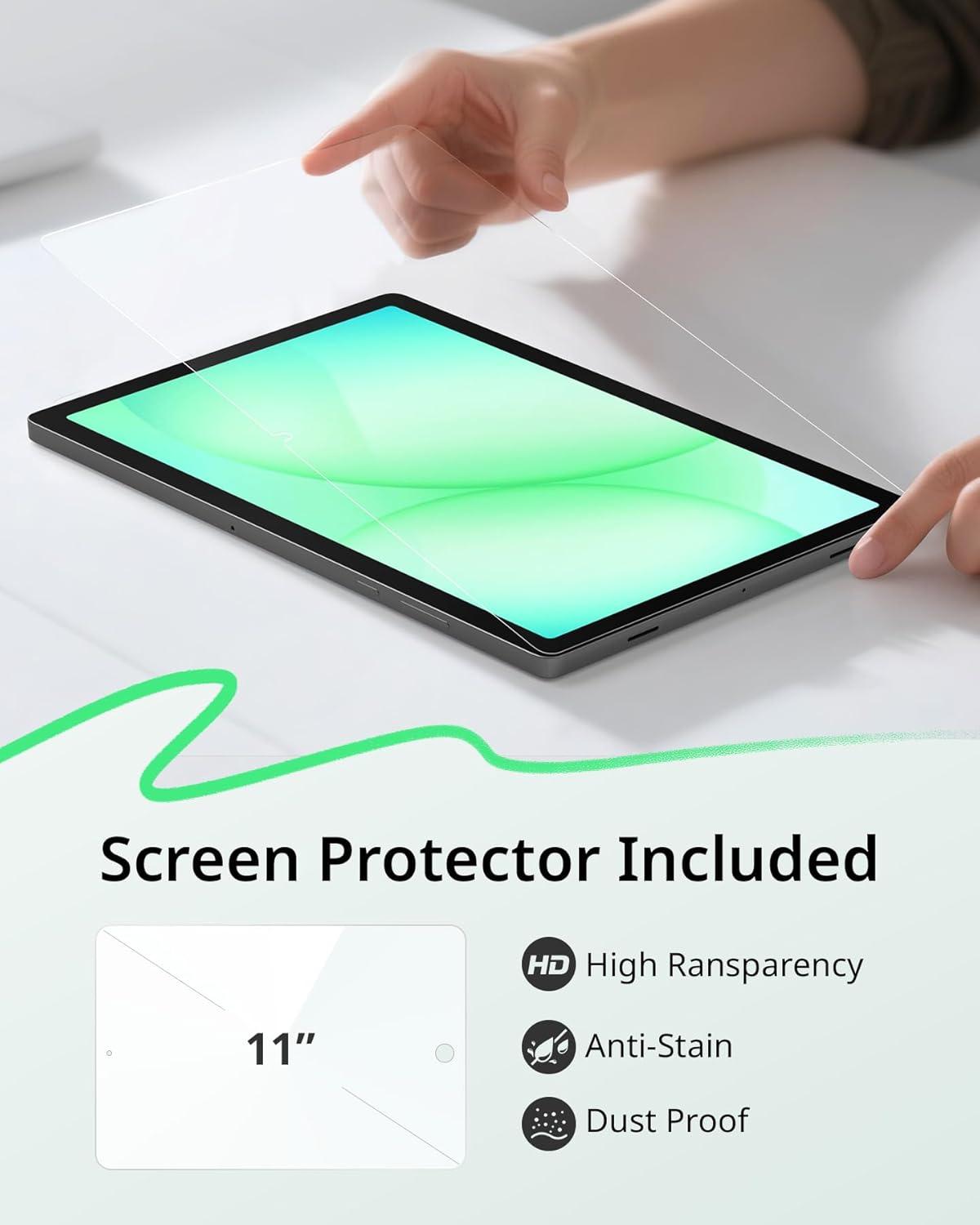 imageCACOE Case for Samsung Galaxy Tab A9 A11 Plus 11 Inch 2025 with Screen Protector Ultra Slim Hard PC Translucent Back Shell Stand Cover Auto WakeSleep BurgundyBlack