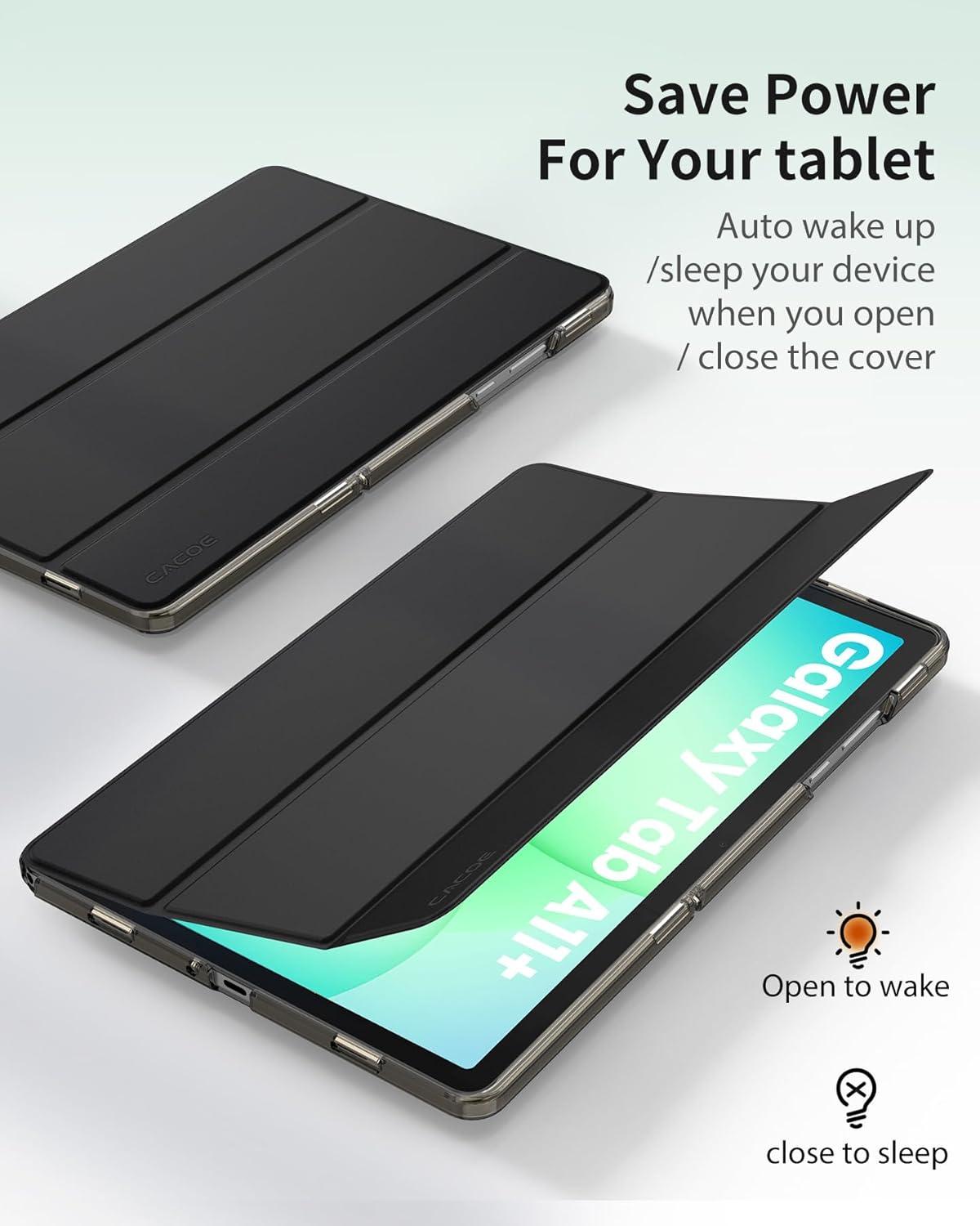 imageCACOE Case for Samsung Galaxy Tab A9 A11 Plus 11 Inch 2025 with Screen Protector Ultra Slim Hard PC Translucent Back Shell Stand Cover Auto WakeSleep BurgundyBlack