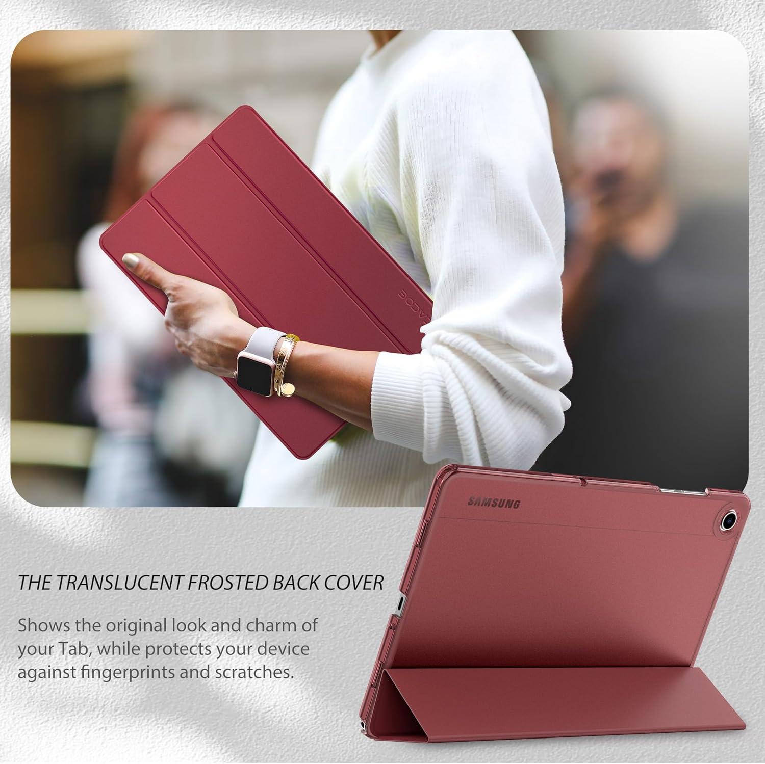 imageCACOE Case for Samsung Galaxy Tab A9 A11 Plus 11 Inch 2025 with Screen Protector Ultra Slim Hard PC Translucent Back Shell Stand Cover Auto WakeSleep BurgundyBurgundy