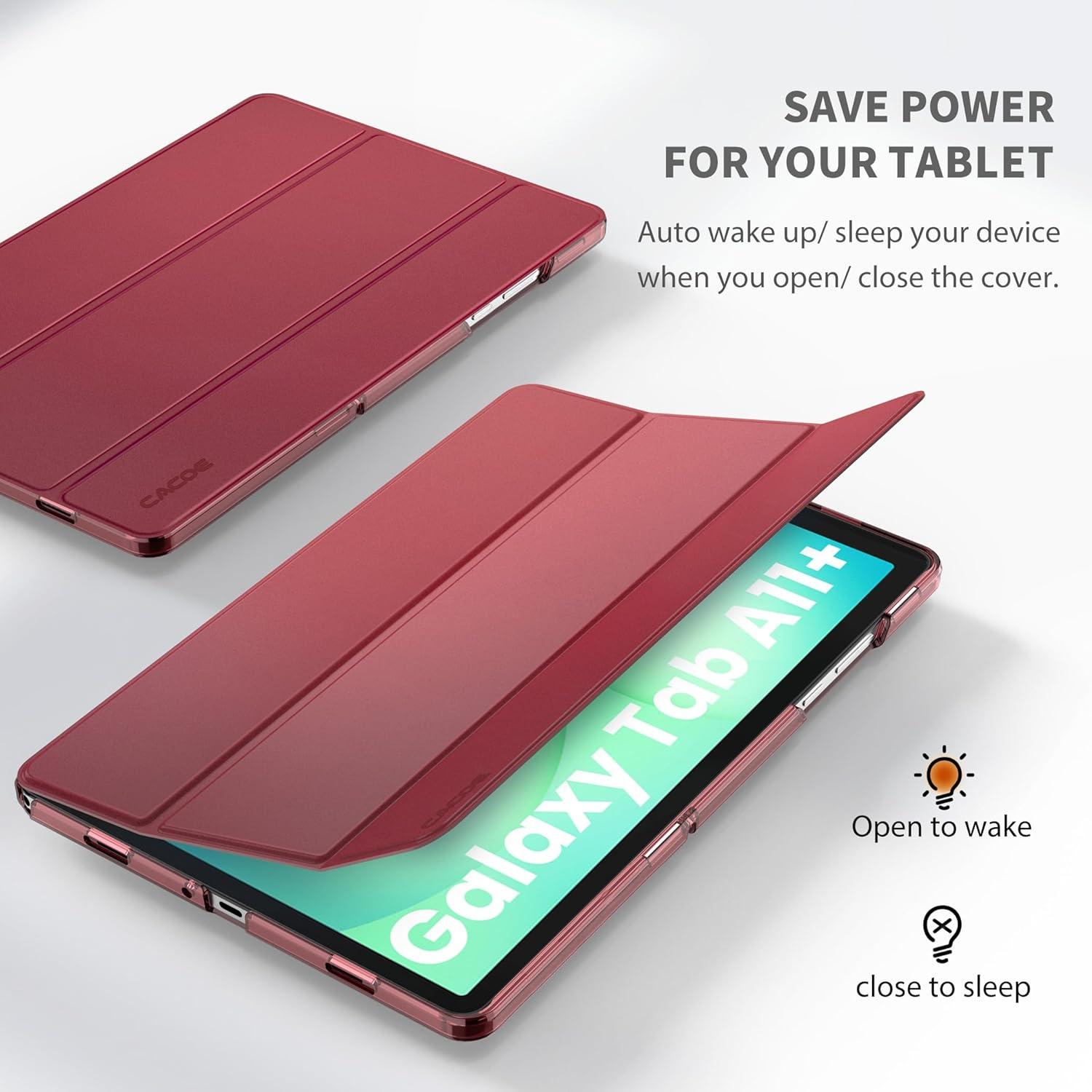 imageCACOE Case for Samsung Galaxy Tab A9 A11 Plus 11 Inch 2025 with Screen Protector Ultra Slim Hard PC Translucent Back Shell Stand Cover Auto WakeSleep BurgundyBurgundy