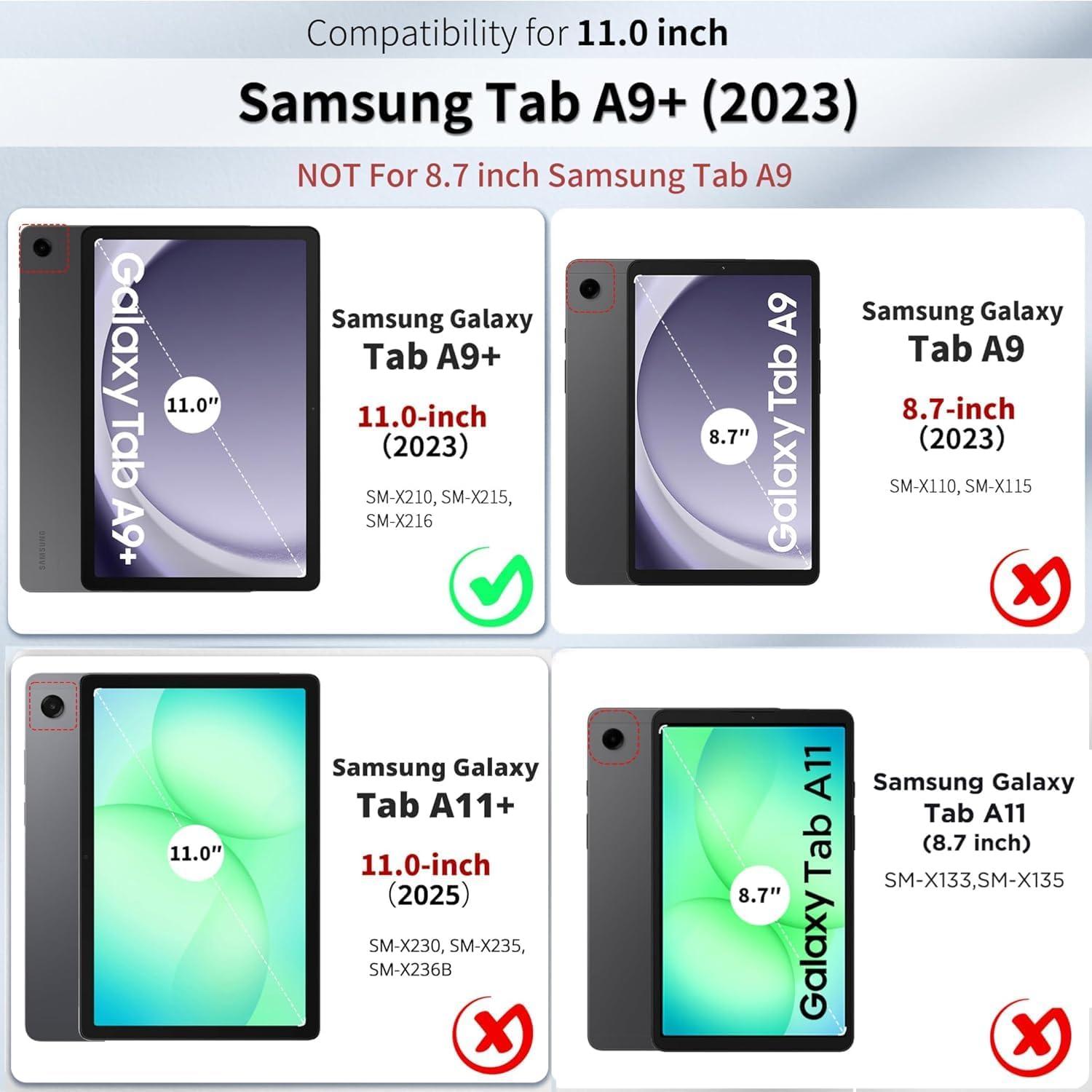 imageCACOE Case for Samsung Galaxy Tab A9 Plus 11 Inch 2023 SMX210X216X218 with Screen Protector Foldable Stand Slim Protective Case Auto Screen OnOff Sea BlueBlack