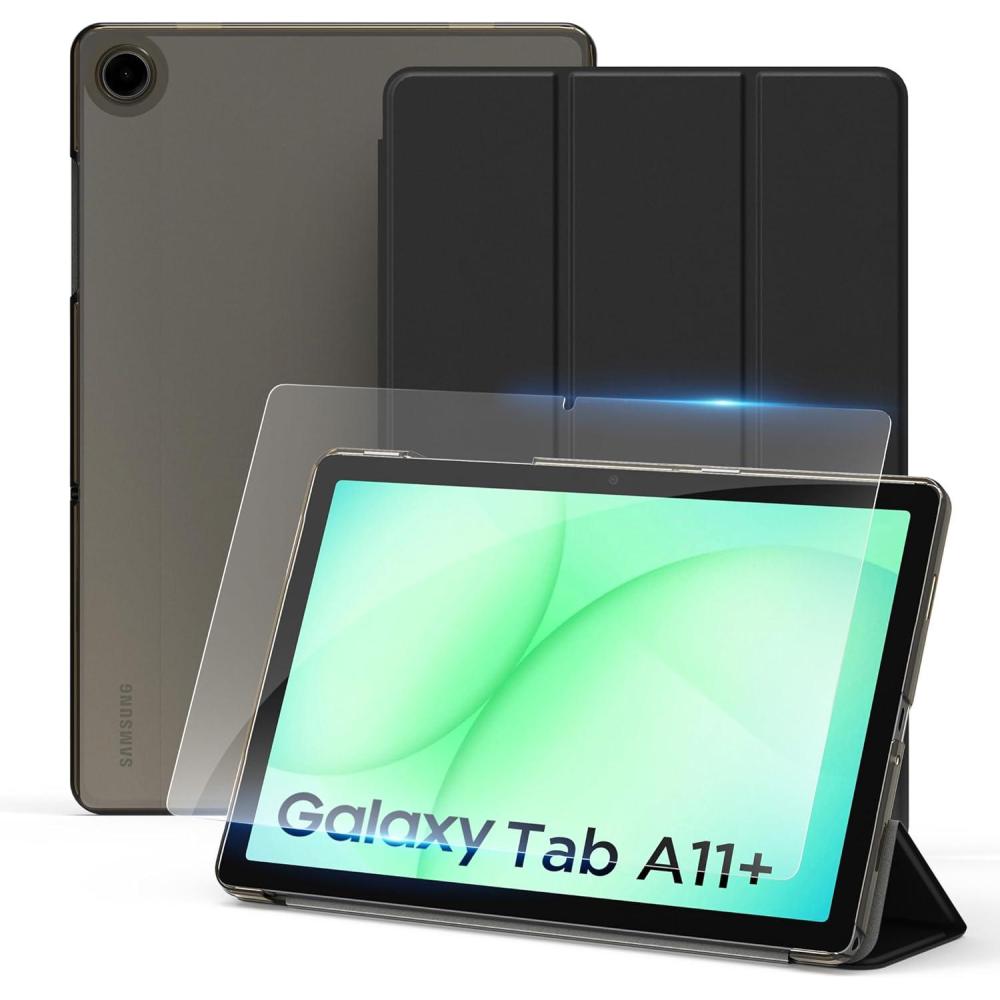 imageCACOE Case for Samsung Galaxy Tab A9 A11 Plus 11 Inch 2025 with Screen Protector Ultra Slim Hard PC Translucent Back Shell Stand Cover Auto WakeSleep BurgundyBlack