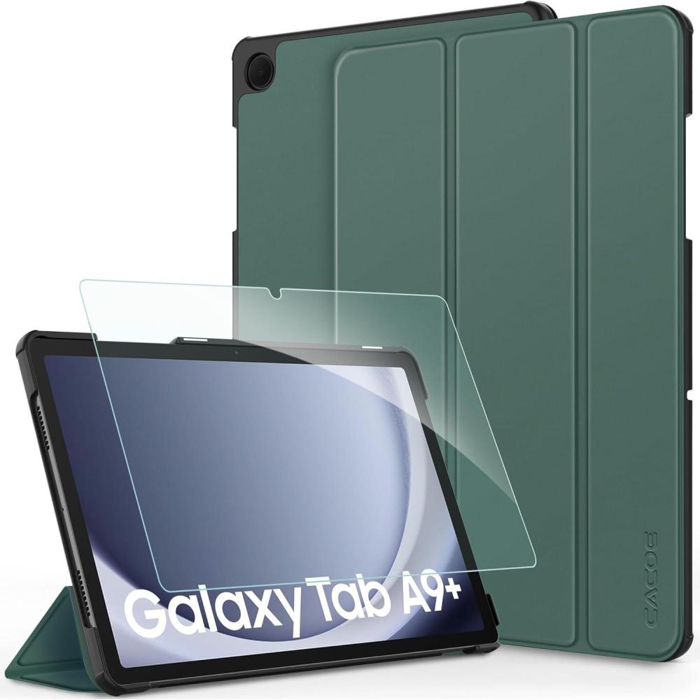 imageCACOE Case for Samsung Galaxy Tab A9 Plus 11 Inch 2023 SMX210X216X218 with Screen Protector Foldable Stand Slim Protective Case Auto Screen OnOff Sea BlueMidnight Green