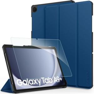 imageCACOE Case for Samsung Galaxy Tab A9 Plus 11 Inch 2023 SMX210X216X218 with Screen Protector Foldable Stand Slim Protective Case Auto Screen OnOff Sea BlueSea Blue
