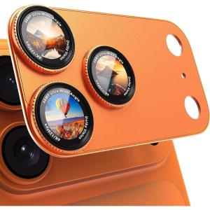 image:imageCACOE Metal Camera Lens Protector for iPhone 17 Pro Max 9H Tempered Glass with Aluminum Frame HD Clarity amp ScratchResistant Camera Screen Protector Cover AccessoriesDark BlueOrange